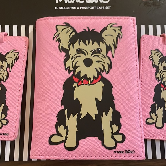 NWT Marc Tetro Yorkie Luggage Tags and Passport Set - Picture 3 of 5